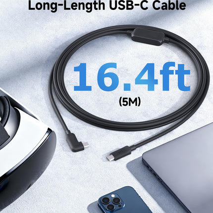 Câble USB C Actif Cable Matters de 5 m pour Casque Oculus Quest 2 et Disques Durs (Compatible avec la Fonctionnalité de Câble Oculus Link) en 5 Mètres / 16,4 Pieds - Non Compatible avec les Écrans ou les Stations d'Accueil