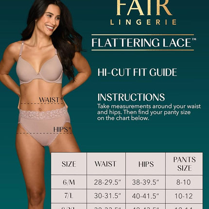 Vanity Fair Women's Flattering Lace Hi Cut Panty briefs underwear, Toasted Coconut Novelty, L UK