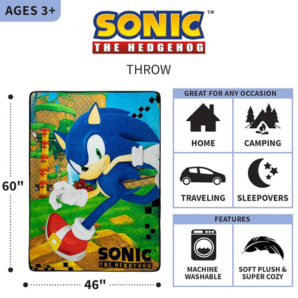 Couverture en micro-raschel super douce Franco Kids, 117 cm x 152 cm, Sonic The Hedgehog, Anime