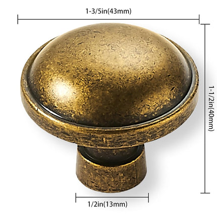 khtumeware 10 Pack Vintage Antique Brass Cabinety Knobs 1-3/4 Inch(44mm) Heavy Duty Zinc Knobs Kitchen Drawer Pulls Door Dresser Drawer Handles Knobs for Dresser Drawers
