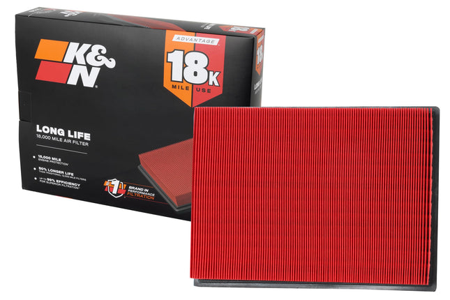 K&N Engine Air Filter: Long Life 18,000 Mile Repla