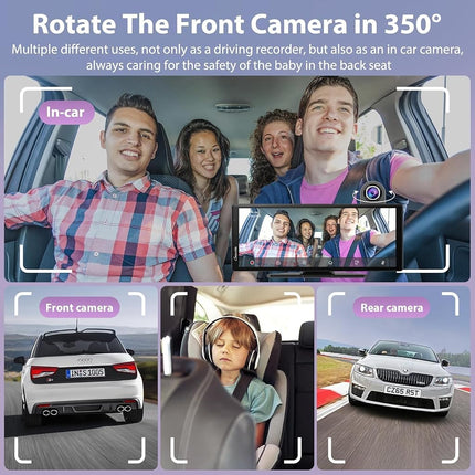 Carpuride W904=904-L Carplay & Android Auto with Dash Cam - 10.26 Inch HD IPS Touch Car Play Screen for Car, 4K Front & 1080P Rear Camera, Loop Recording, Bluetooth Audio, Mirror Link, GPS, Siri