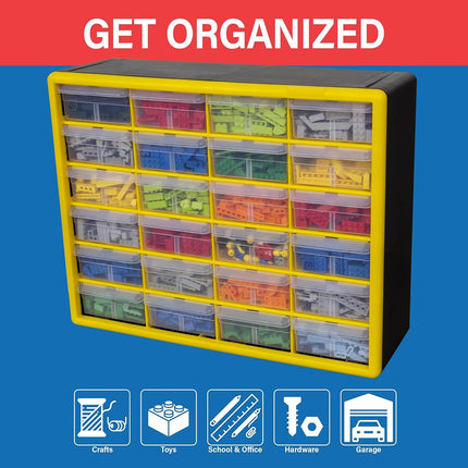 Akro-Mils 10724 24-Drawer Plastic Parts Storage Hardware and Craft Cabinet, 20-Inch by 16-Inch by 6-1/2-Inch, Black