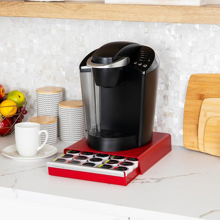 Cajón organizador de cápsulas de café individuales Mind Reader, capacidad para 30 cápsulas, organizador de encimera, 26.7L x 32.4W x 6.4H cm, rojo