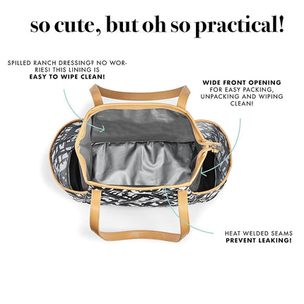 Sac isotherme pour adultes Fit & Fresh Navarto avec poches latérales et poignées de transport, kit complet comprenant un gobelet assorti et un récipient alimentaire réutilisable, noir