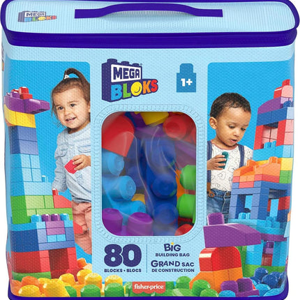 MEGA BLOKS First Builders Big Building Bag Toddler Blocks Toy Blue
