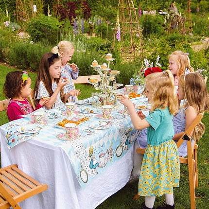 Talking Tables 12 x Blue Alice in Wonderland Small Plates Scalloped Edge Mad Hatter Tea Paper Plates Party Tableware Afternoon Tea Mother's Day Baby Shower Weddings 17cm