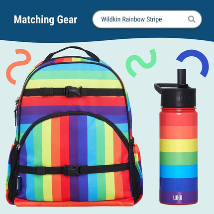 Wildkin Kids ECO rPET Insulated Lunch Box – Keeps Food Hot or Cold, Easy-Clean Lining, Mesh Pockets & BPA-Free – Boys & Girls, Ideal for School, Travel & Daycare – Rainbow Stripe
