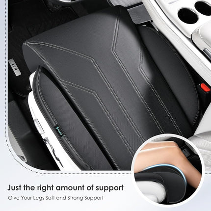 FLORICH Car Seat Extender Leg Support Cushion for Driver Seats Office Chair, Leather Memory Foam Widened seat Cushion for Long Drivers Universal Car Seat Cushion Legs Rest Pads-Black