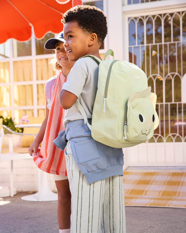 Skip Hop Toddler Backpack with Adjustable Padded Straps, Front Zip Pocket and Side Bottle Pocket, Fits School Size Folders, Besties Squad, Dino, Age 3+