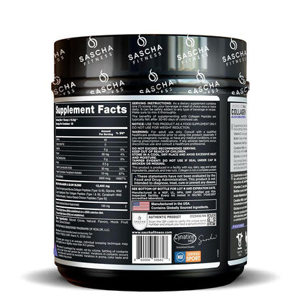SASCHA FITNESS Hydrolyzed Multi Collagen Peptides Tipes 1,2 & 3 |Hyaluronic Acid|Biotin Cynatine HSN|Vitamin C & E |for Hairs, Skin & Bone Support|Chocolate Flavor