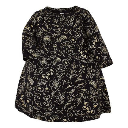 Hudson Baby Baby Girls' Cotton Dresses, Gold Botanical, 4T