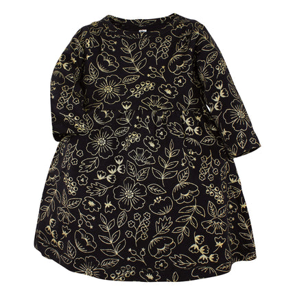 Hudson Baby Baby Girls' Cotton Dresses, Gold Botanical, 4T