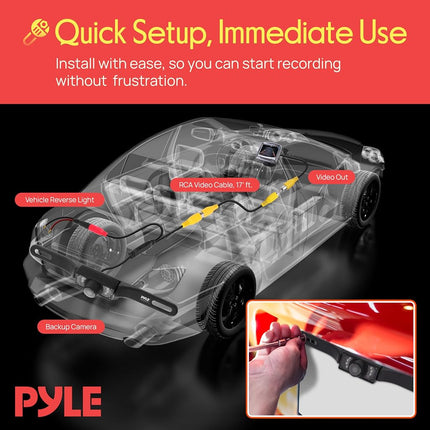 Pyle PLCM10 Rear View Backup Parking Reverse Camera, License Plate Mount, Weatherproof, Night Vision, Distance Scale Lines, Swivel Angle Adjustable Cam