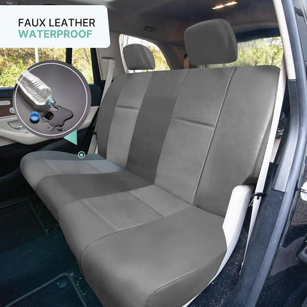 FH Group PU001SOLIDGRAY114 Universal Fit Full Set Solid Gray Automotive Seat Covers fits most Cars, SUVs, and Trucks (Faux Leather, with 4 Headrest Covers Solid)