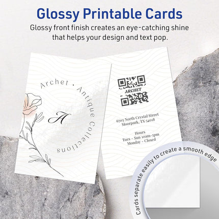 Avery Printable Rectangle Cards, Sure Feed Technology, 4" x 6", Glossy White Cardstock, Print-to-the-Edge, Laser/Inkjet, 100 Total, Great for Postcards and Thank You Cards