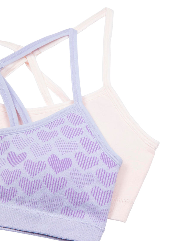 Hanes Girls' ComfortFlex Fit Seamless Racerback Bra 2-Pack, Heart Purple/Light Buff, Medium