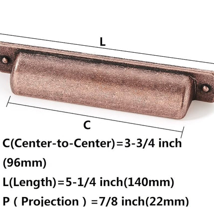 khtumeware 10 Pack Solid Core Kitchen Antique Copper Cabinet Pulls, Luxury Cabinet Handles, Hardware for Doors & Dresser Drawers, 3-3/4 Inch Hole Center, Refined Rustic Collection