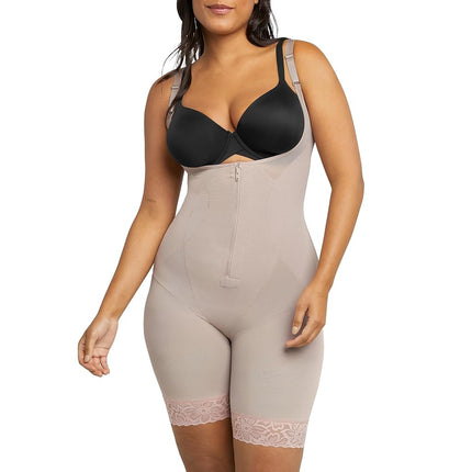Maidenform Women's Ultra Sculpts Fajas Colombianas, Ultra Firm Open Bust Romper Shapewear, Evening Blush, S