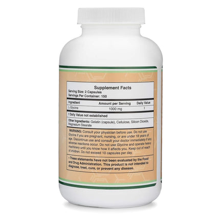 Glycine Supplement - 1,000mg (300 Capsules) Amino Acid for Sleep Quality Support (Glicina) by Double Wood Supplements