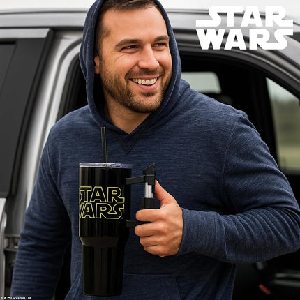 Bioworld Star Wars 40 Oz Stainless Steel Tumbler With Sculpted Lightsaber Handle