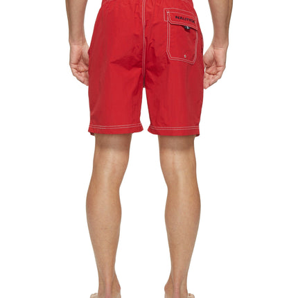 Nautica Men's Anchor Full Elastic Solid Trunk Swimsuit, Cherry RED, S