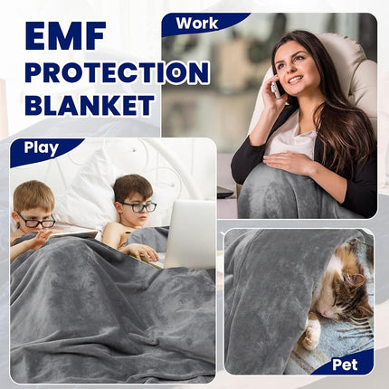 Preboun 60 X 50 Inch Faraday Blanket EMF Protection Flannel Grey
