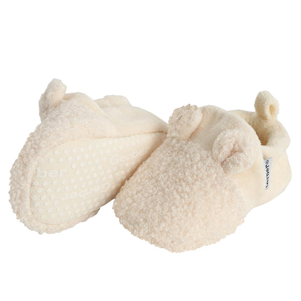 Botines de forro polar Gerber unisex para bebé antideslizantes con orejas, orejas color marfil, para bebés de 6 a 9 meses