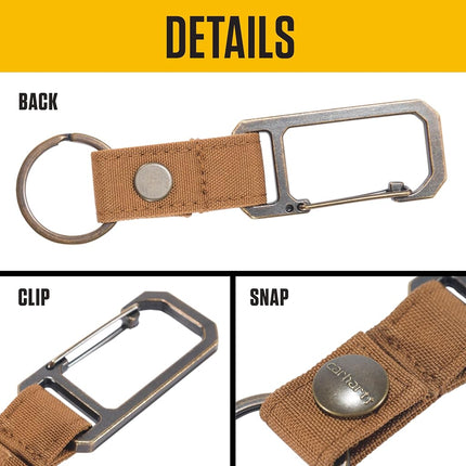Carhartt Unisex Adult Key Keeper, Key Ring Holder with Self-Locking Metal Gate Clip, Nylon Duck (Gravel), One Size