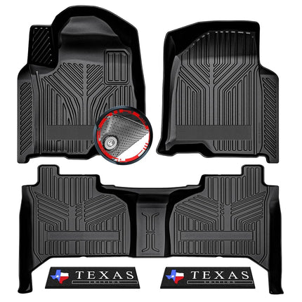 Torcia 5Pcs Custom Truck Floor Mats for 2019-2024 Chevy Silverado/GMC Sierra 1500 Crew Cab | All-Weather Floor Liners w/Weather Strips & Anti-Slip Spikes | Car Carpet for Winter, Ski, Hunting, Camping