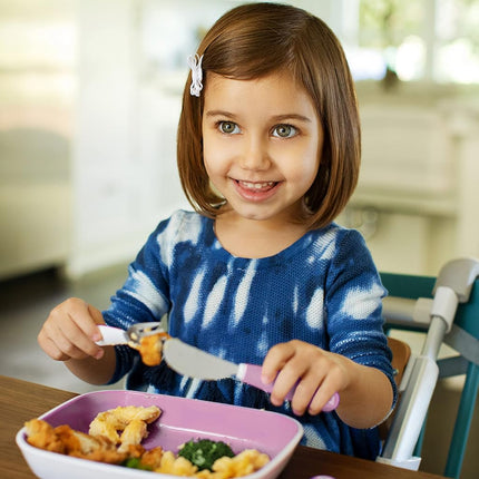 Munchkin Splash Toddler Fork, Knife and Spoon Set, 6 Pack, Pink/Purple
