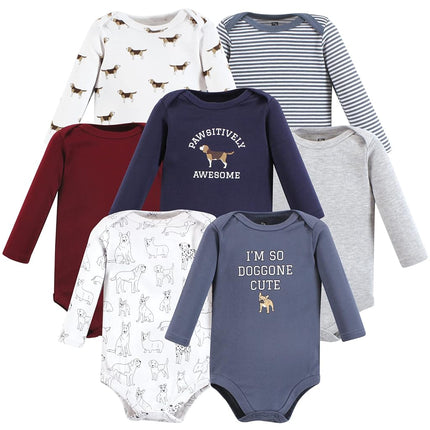 Hudson Baby Lot de 3 bodys en coton à manches longues pour bébé garçon, Chiens, 6-9 mois