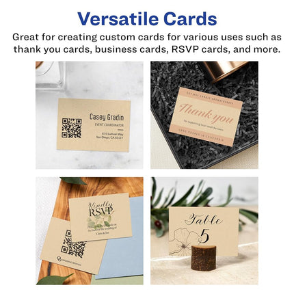 Avery Printable Rectangle Business Cards with Sure Feed Technology, 2.5" x 3.5", Kraft Brown Cardstock, Print-to-the-Edge, Laser/Inkjet Cards, 150 Total