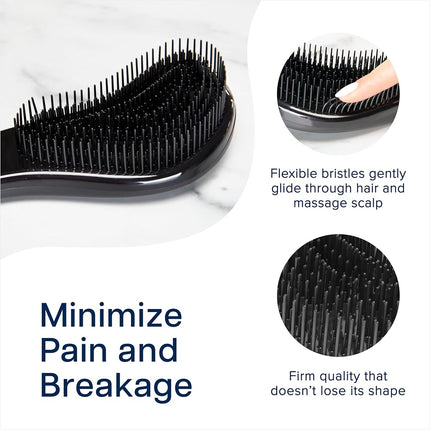 Crave Naturals Glide Detangler Hair Brush - Perfect Tangle Teezer for Curly Hair, Straight Hair, Wet or Dry, and a Great Stocking Filler - Detangle Hair Brush for Women, Men, and Kids - Black