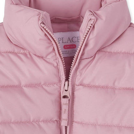 The Children's Place Girls Medium Weight Puffer Jacket, Wind-resistant, Water-resistant, Rose Quartz, XLarge (14)