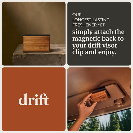 Drift Car Air Freshener - The Original Wood Air Freshener - Car Odor Eliminator - Long Lasting Scent - Auto Accessories - Metal Clip - Essential Oils - Coconut & Pistachio Starter Kit