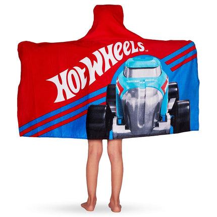 Hot Wheels Soft Cotton Bath/Pool/Beach Terry Hooded Towel Wrap, 24" x 50", by Franco Kids