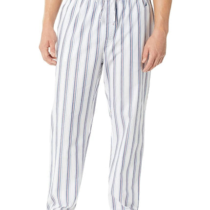 Nautica Men's Soft Woven 100% Cotton Elastic Waistband Sleep Pajama Pant Bottoms, Bright White, L