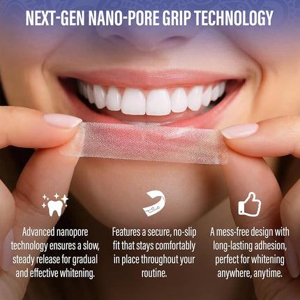 GuruNanda Teeth Whitening Strips - 30-Day Treatment with Non-Slip, Dry Strip Technology - Whitening Designed with Care for a Brighter Smile