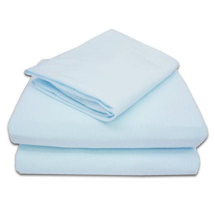 Juego de sábanas de punto de jersey 100 % algodón natural para niños pequeños American Baby Company, azul, suave, transpirable, para niños y niñas