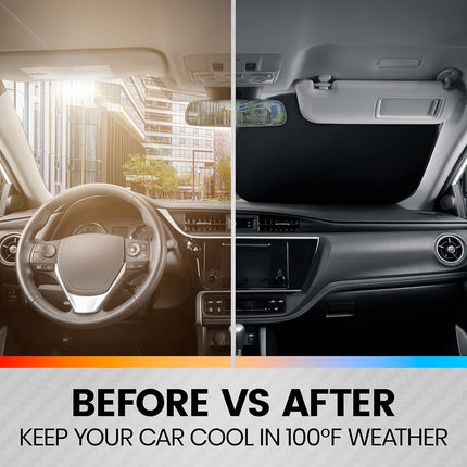 BDK 2PC Metallic Charcoal Gray Car Window Sun Shade Auto Shade for Windshield Visor, Block UV Reflect Heat to Keep Your Car SUV Truck, 31.75" x 28.75"