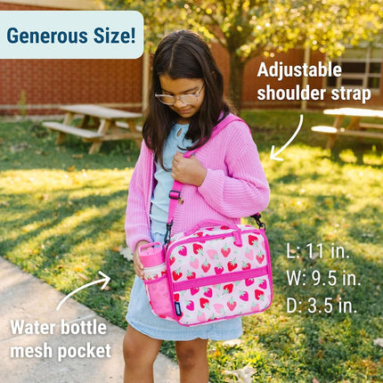 Wildkin Kids ECO rPET Insulated Lunch Box – Keeps Food Hot or Cold, Easy-Clean Lining, Mesh Pockets & BPA-Free – Boys & Girls, Ideal for School, Travel & Daycare – Strawberry Patch