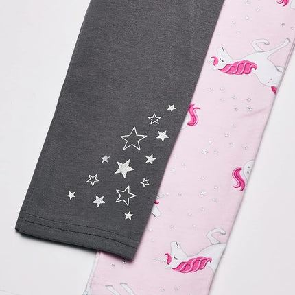 Hudson Baby Baby Girls' Cotton Pants and Leggings, Unicorn and Rainbows, 0-3 Months