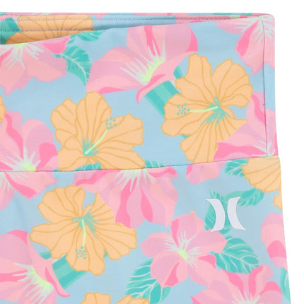 Shorts de baño Hurley para niña, azul hielo/floral, talla XG