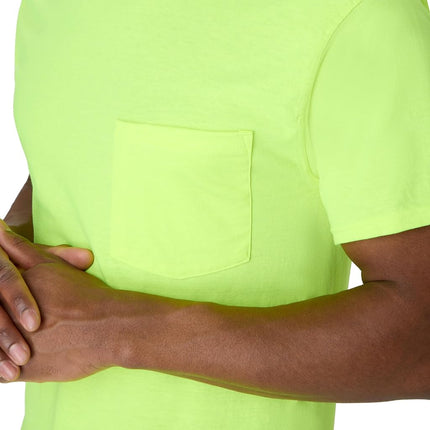 Paquete de camisetas de trabajo con bolsillo Hanes para hombre, camiseta que absorbe la humedad, control de olores, paquete de 2, verde seguridad, XXL