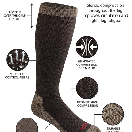 Dickies Light Compression Comfort Over-The-Calf Socks, Available in M-XXL (2, 4 Pairs) Socks, Brown Heather (2 Pairs), Large Men's, Brown Melange (2 Pairs), L