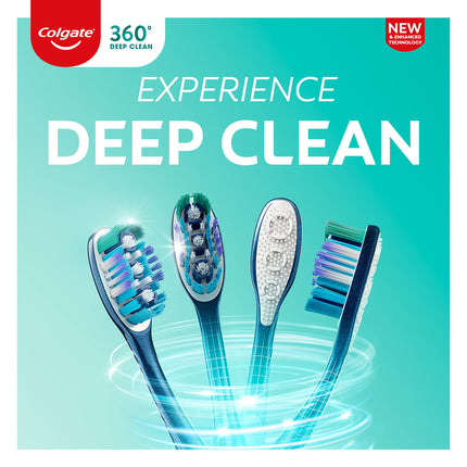 Cepillo de dientes Colgate 360 Whole Mouth Clean, cepillos de dientes de dureza media para adultos, paquete de 5