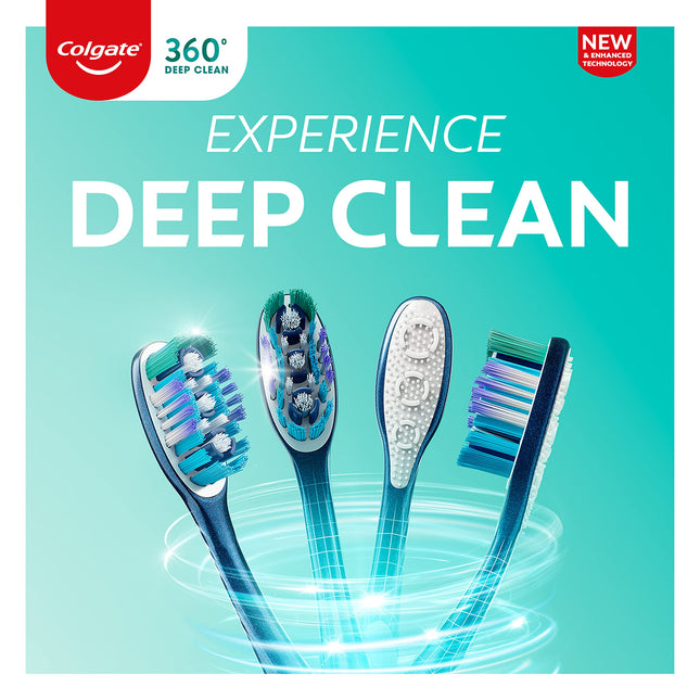 Colgate 360 Whole Mouth Clean Toothbrush, Adult Medium Toothbrushes, 5 Pack