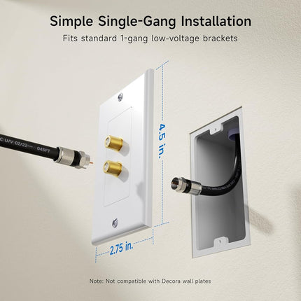 Cable Matters 2-Pack 2-Port TV Cable Wall Plate (Coax Wall Plate) in White