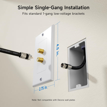 Cable Matters Paquete de 2 Placas de Pared para Cable de TV de 2 Puertos (Placa de Pared Coaxial) en Blanco